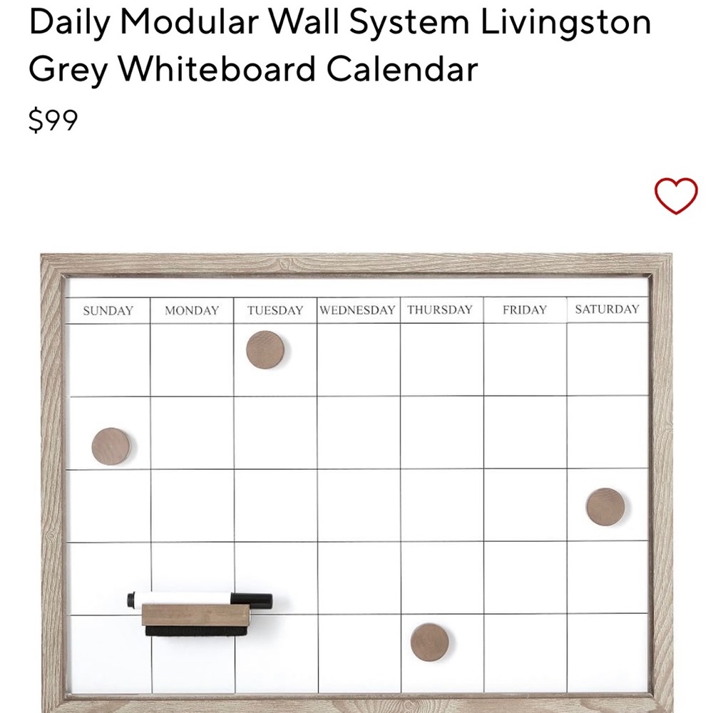 Pottery Barn Daily Modular Wall System Livingston Grey Whiteboard Calendar